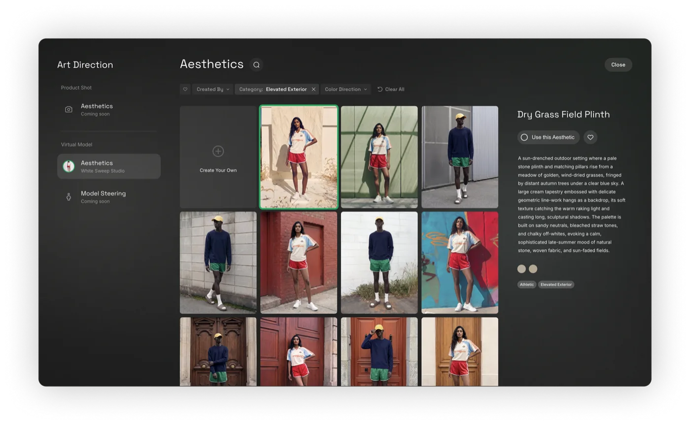 Dreem's aesthetics picker for consistent backgrounds across a collection